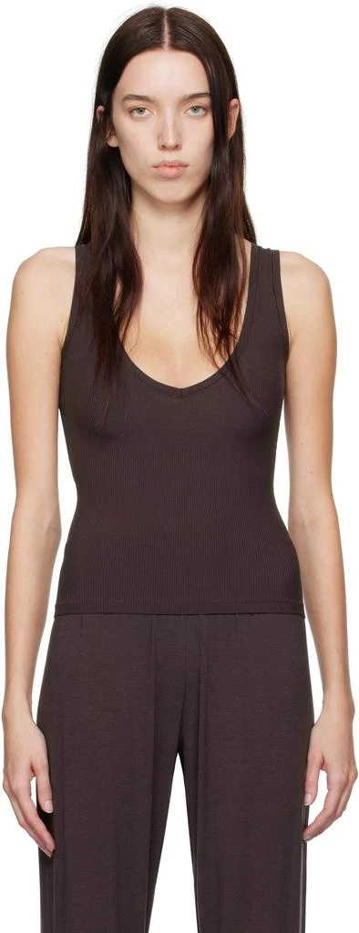 SKIMS Burgundy Soft Lounge Deep Plunge Tank Top 1