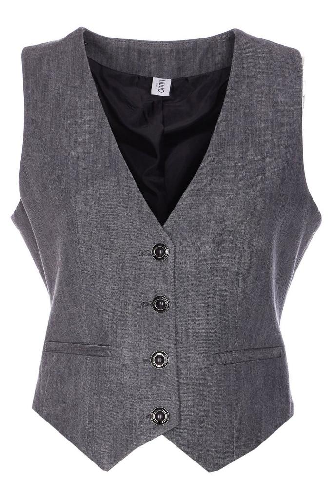 LIU •JO Liu Jo V-Neck Buttoned Denim Gilet