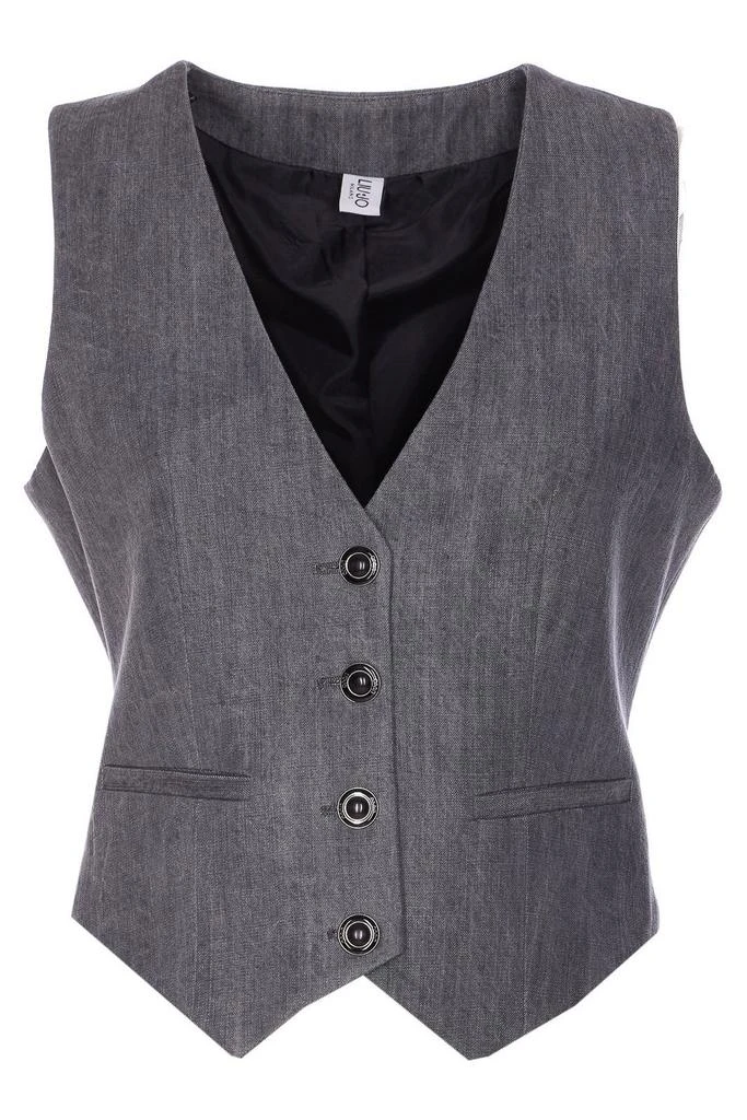 LIU •JO Liu Jo V-Neck Buttoned Denim Gilet 1