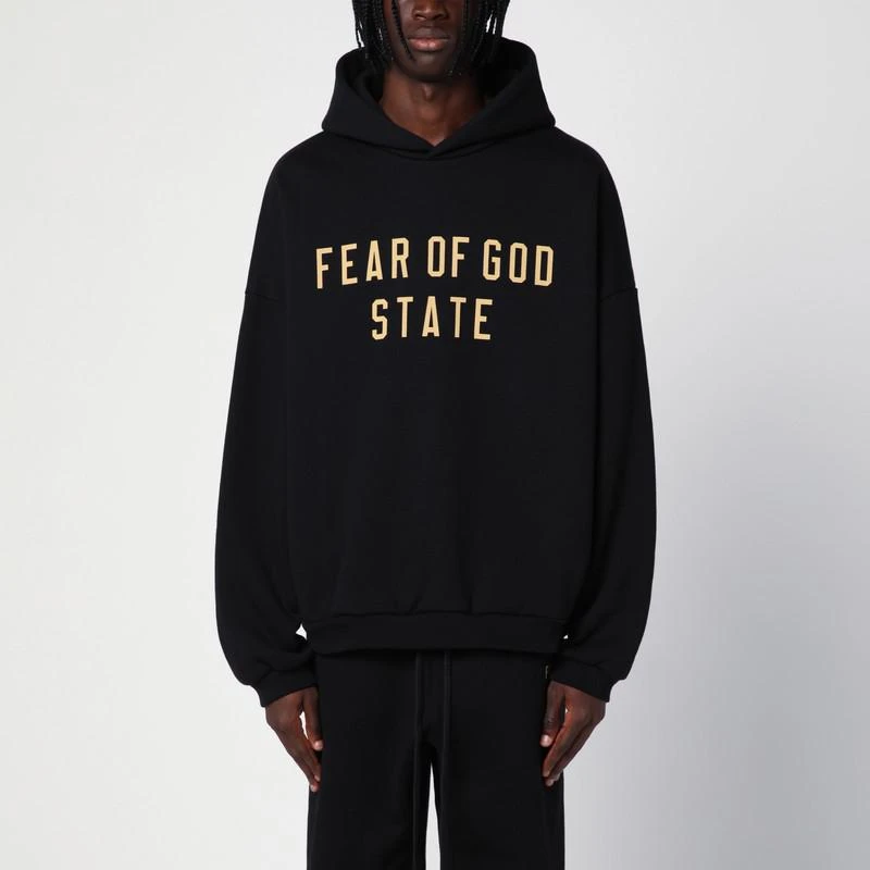 Essentials Black hoodie with logo 1