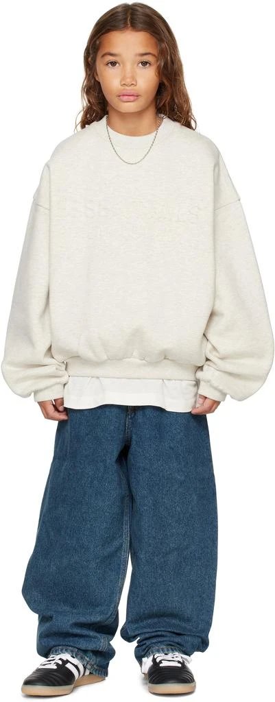 Essentials Kids Gray Holiday Embossed Classic Crewneck Sweatshirt 4