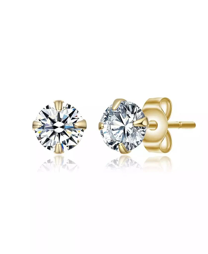 GiGiGirl Kids 14K Gold Plated with 5MM Round Cubic Zirconia Stud Earrings