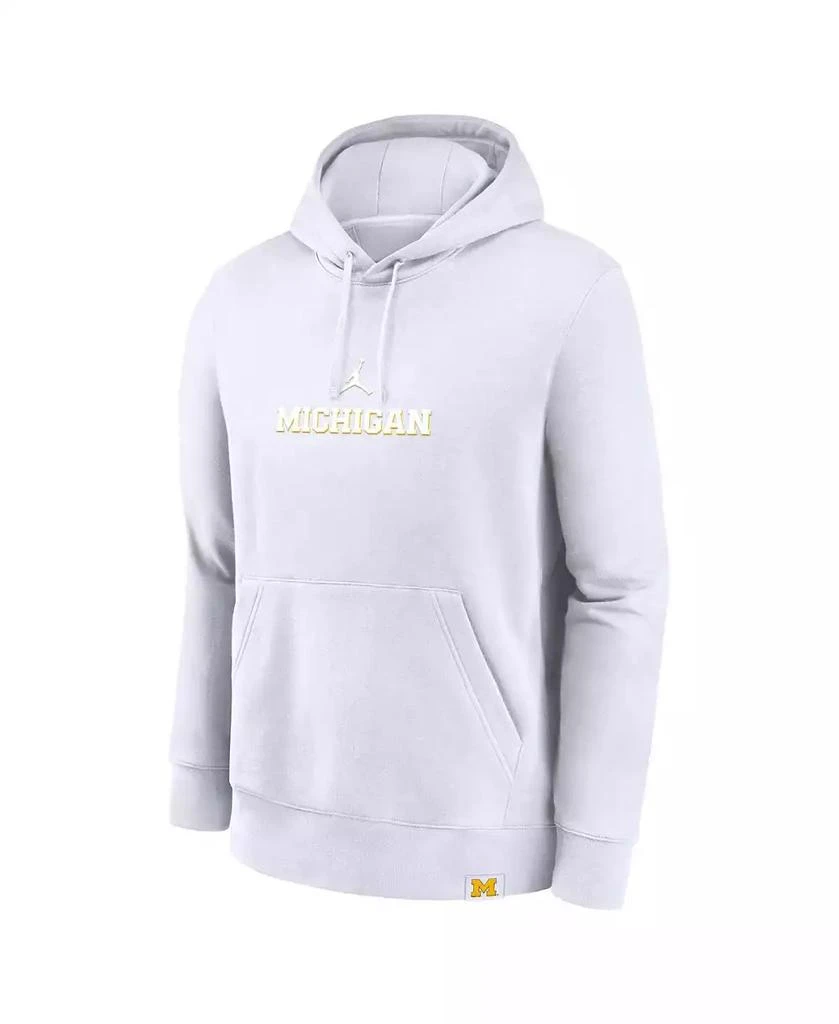 Jordan Men's White Michigan Wolverines Statement Wordmark Lockup Pullover Hoodie 3