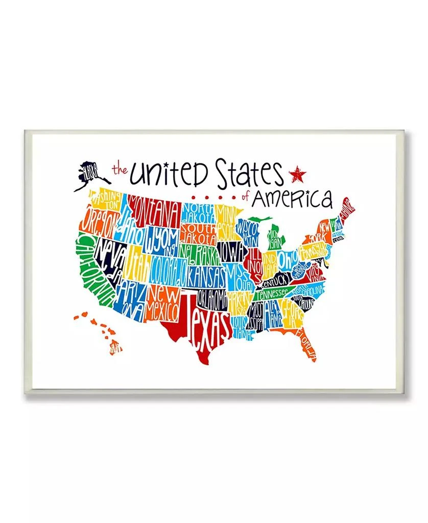 Stupell Industries Home Decor Use Rainbow Typography Map on White Background Wall Plaque Art, 12.5" x 18.5" 1