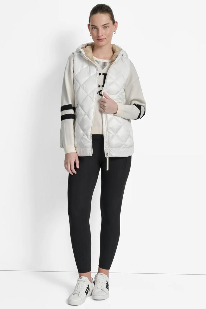DKNY QUILTED HOODED VEST