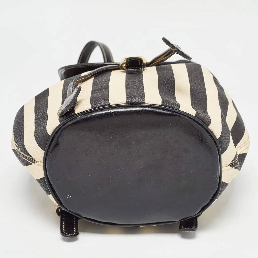 Moschino Moschino Black/Cream Coated Canvas Striped Mini Drawstring Backpack 13