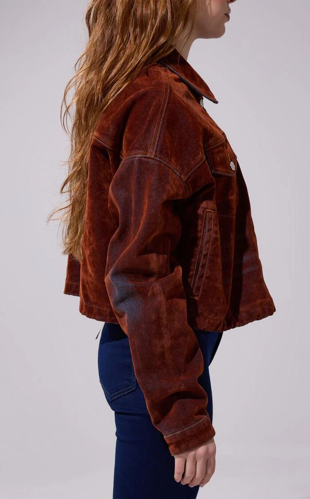 AZALEA WANG Sampson Burnt Orange Velvet Denim Jacket 3