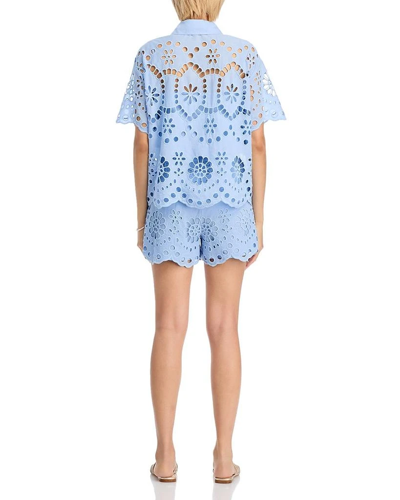 AQUA Floral Eyelet Short Sleeve Top - Exclusive 5