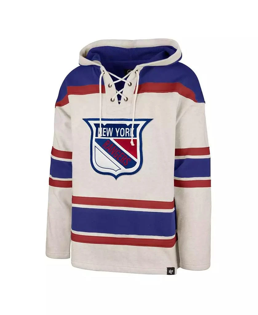 47 Brand Men's Oatmeal New York Rangers Rockaway Lace-Up Pullover Hoodie 3
