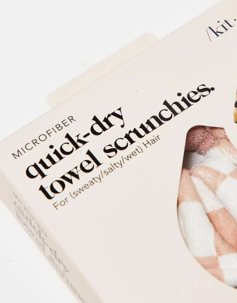Kitsch Kitsch Microfiber Quick-Dry Towel Scrunchies 2 Pack - Terracotta Check 3