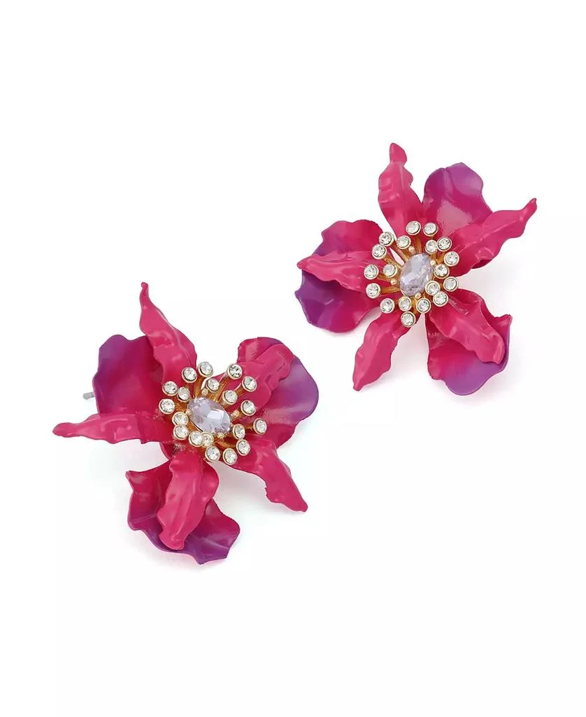 Betsey Johnson Faux Stone Hothouse Bloom Orchid Post Earrings 2