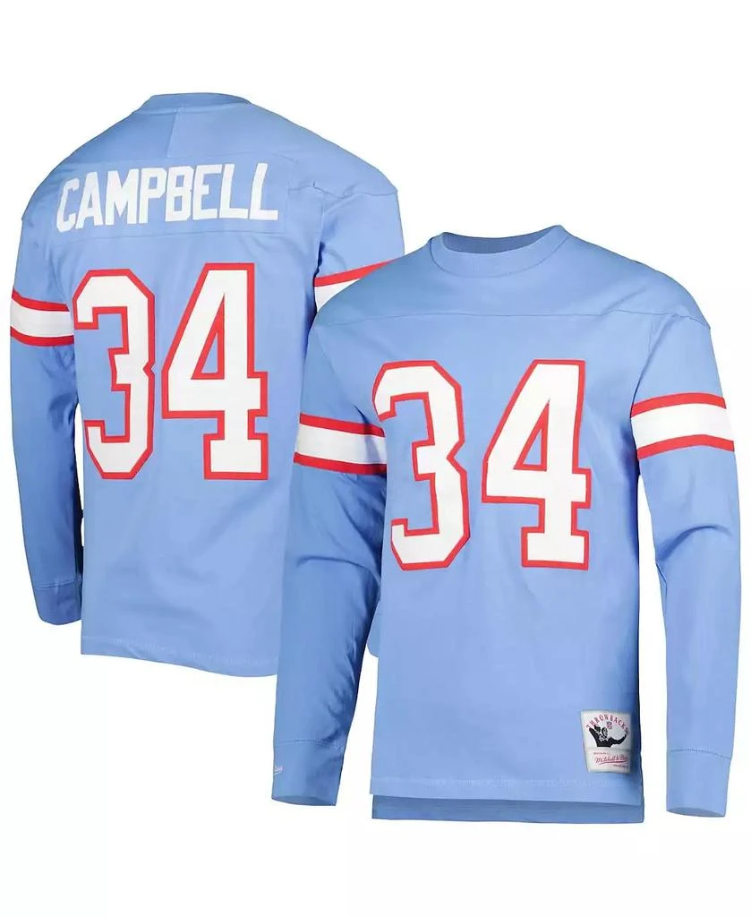 Mitchell & Ness Men's Earl Campbell Light Blue Houston Oilers 1984 Retired Player Name and Number Long Sleeve T-shirt 1