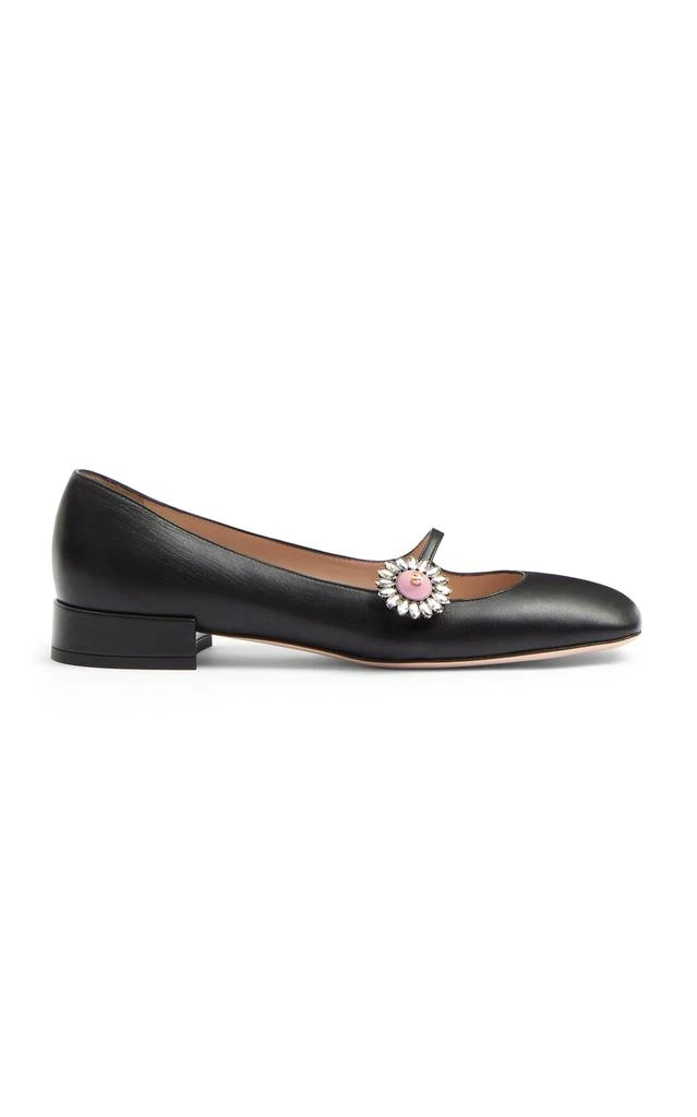 Shop Valentino Garavani Leather Mary Jane Flats Black IT 40