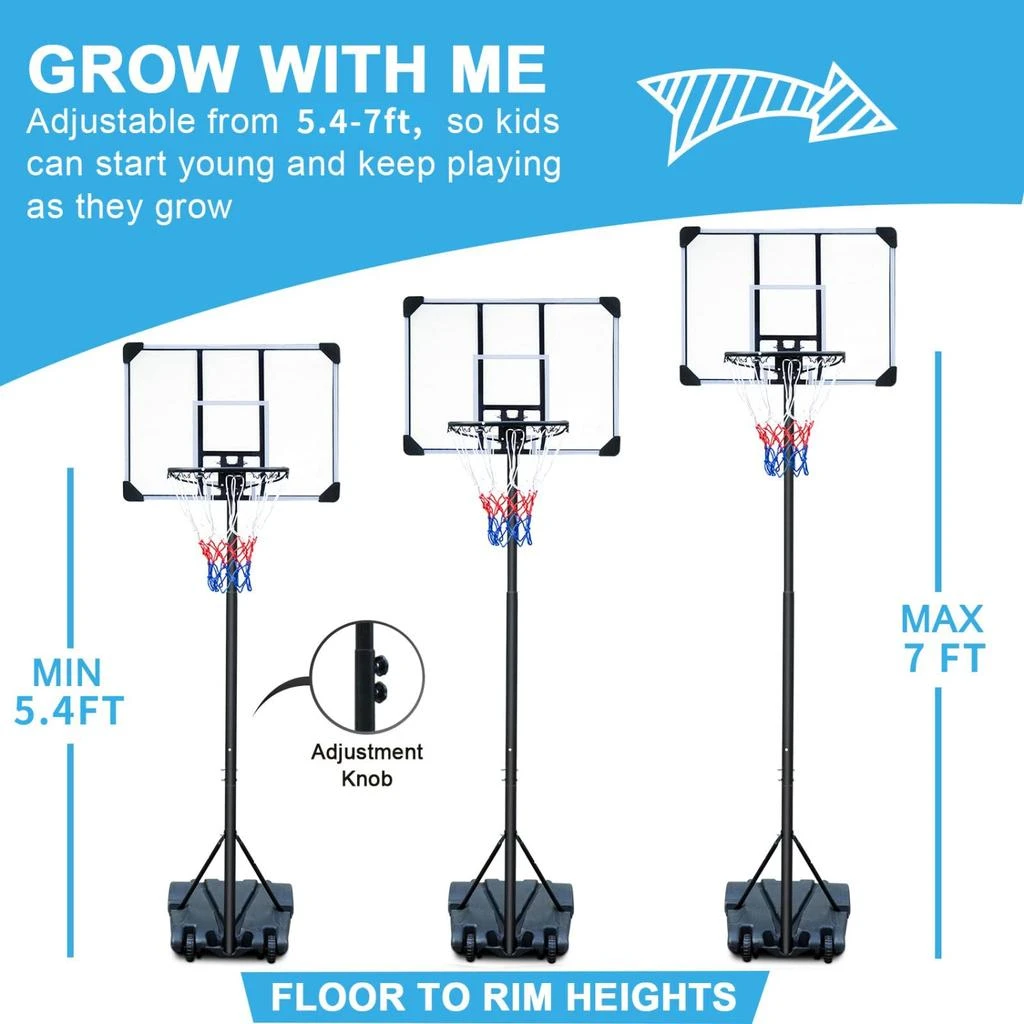 Streamdale Furniture Streamdale Adjustable Height Portable Basketball Hoop with Water-Fillable Base 4