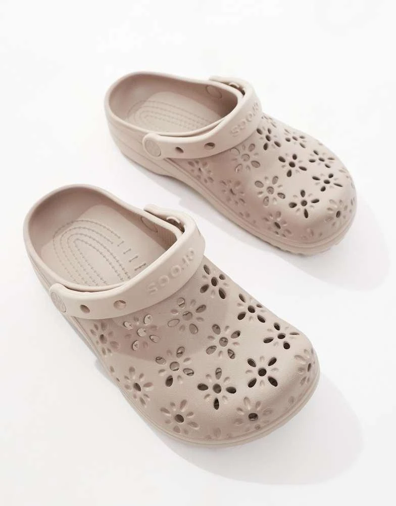 Crocs Crocs Classic floral cut out clogs in taupe 2