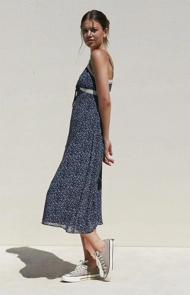 LA Hearts Floral Lace Trim Midi Dress 3