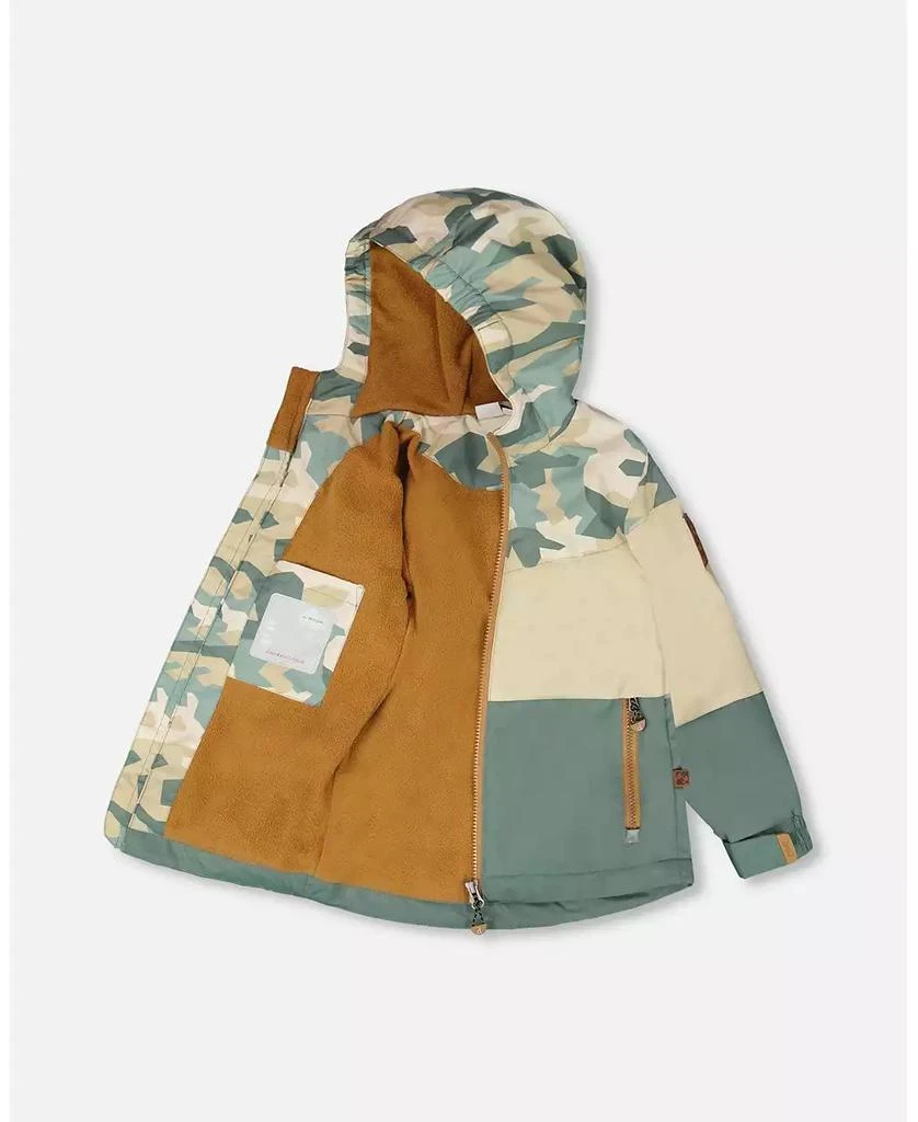 Deux par Deux Big Boys Mid-Season Jacket Green Camouflage Print 3