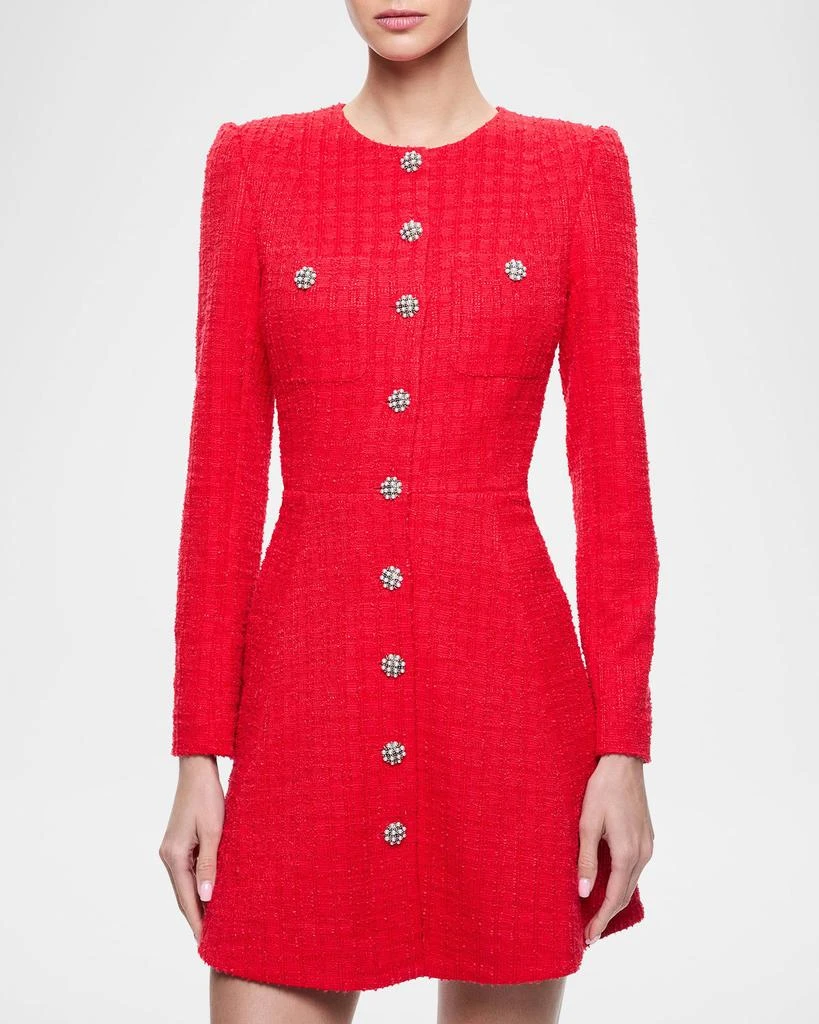 Alice + Olivia Shiloh Long-Sleeve Tweed Mini Dress 3