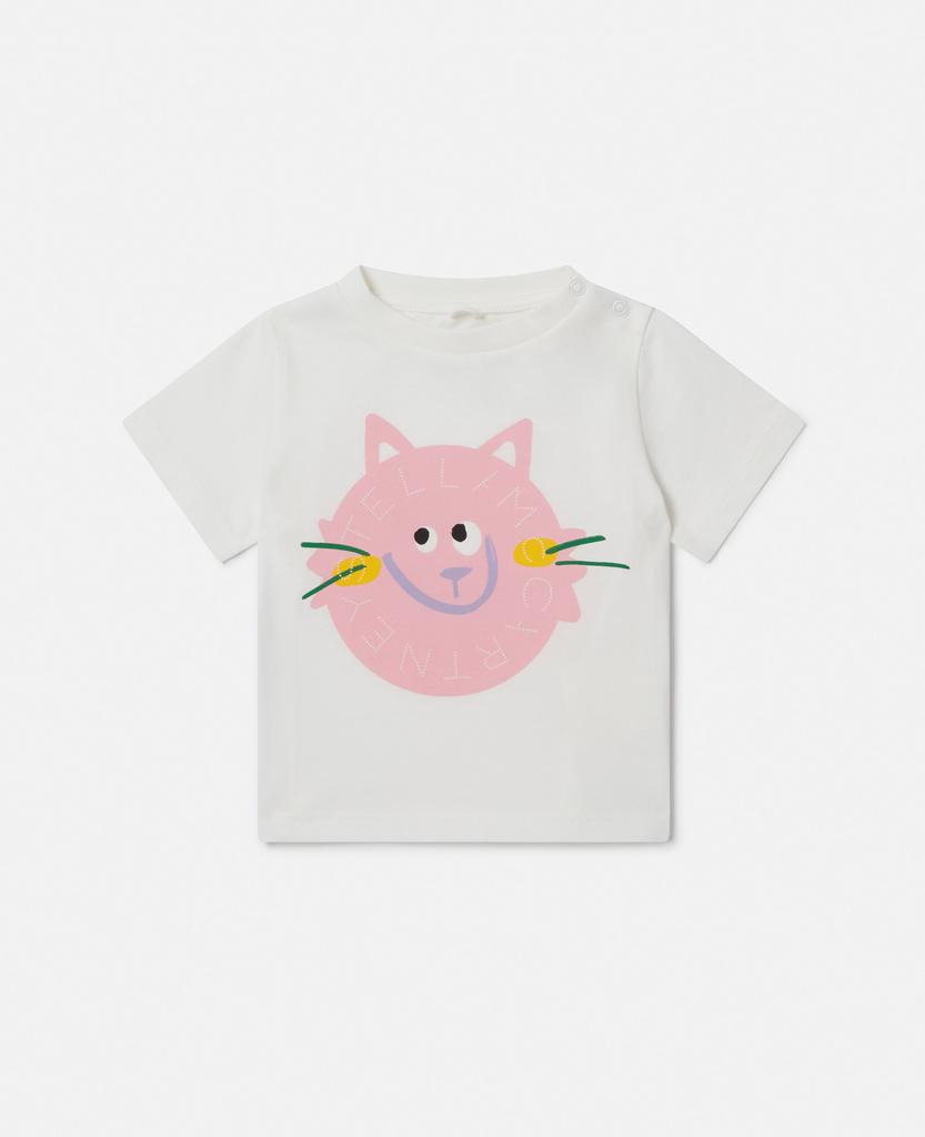 Stella McCartney Stella McCartney - Cat Graphic T-Shirt, Cream, Size: 18m