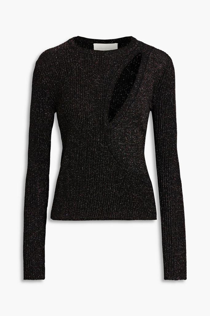 Michelle Mason Cutout metallic ribbed wool-blend sweater
