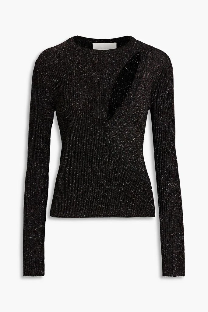 Michelle Mason Cutout metallic ribbed wool-blend sweater 1
