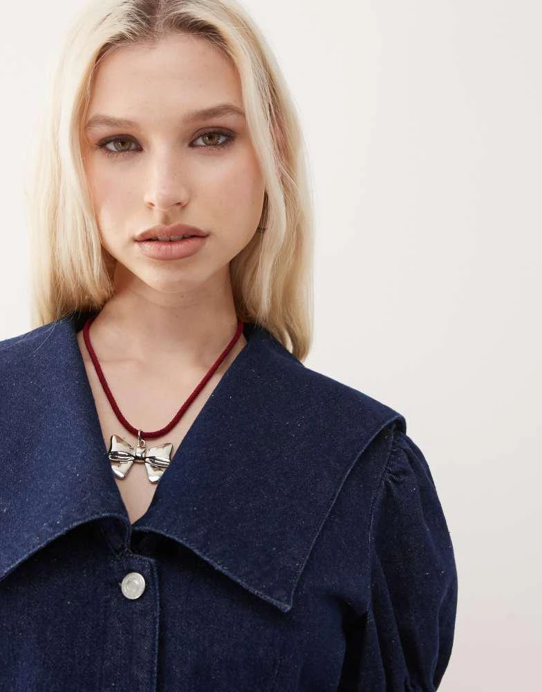 Reclaimed Vintage Reclaimed Vintage sailor collar denim mini dress in indigo 2