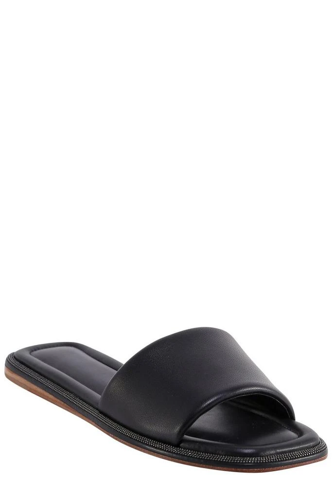 Brunello Cucinelli Brunello Cucinelli Square Toe Slip-On Slides 2
