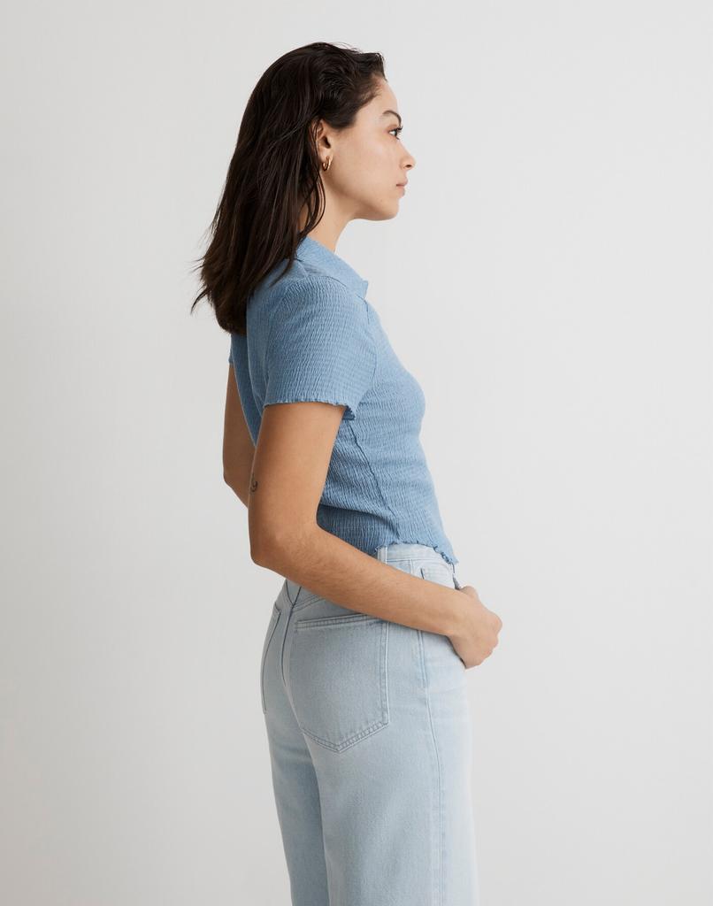 Madewell Crinkle Polo Crop Tee