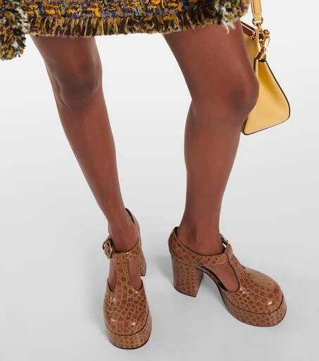 ETRO Croc-effect leather Mary Jane pumps 7