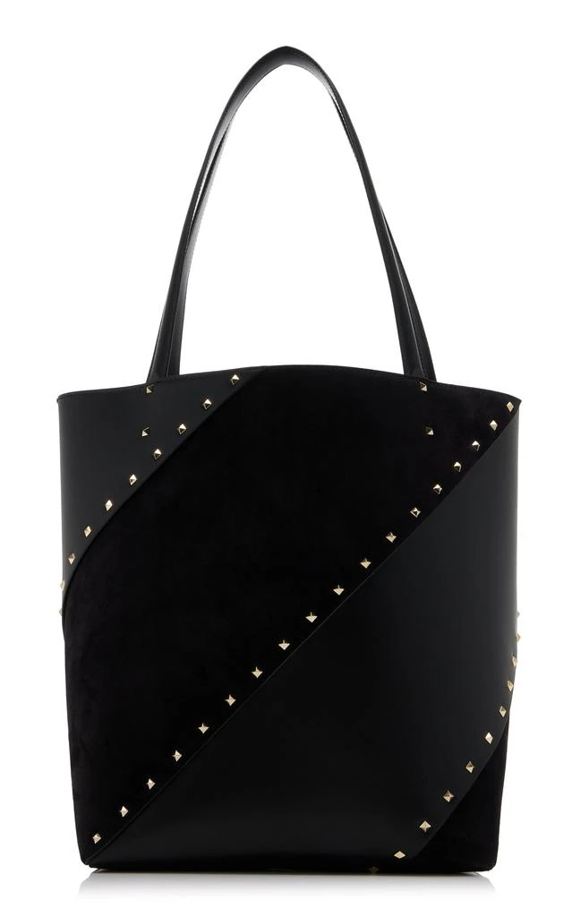 Valentino Valentino Garavani - Wispy Rockstud Leather; Suede N/S Tote Bag - Black - OS - Moda Operandi 1
