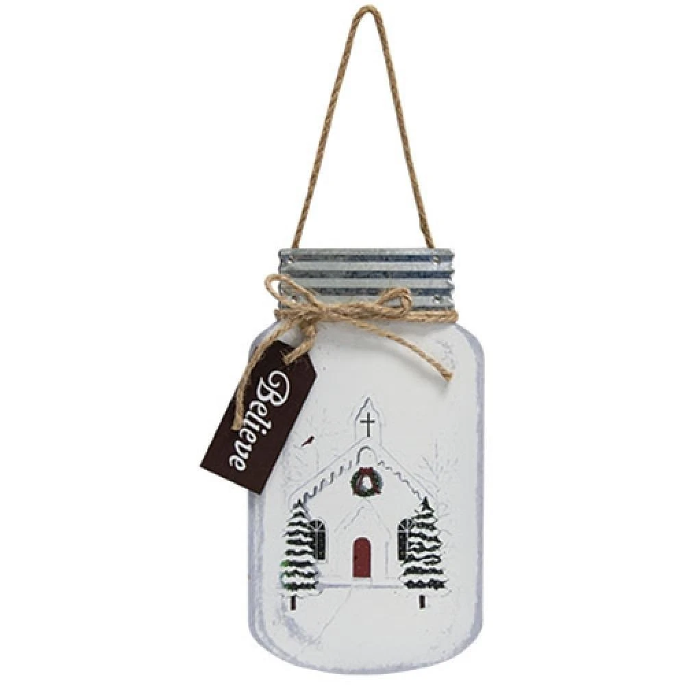 HomeGifo *Christmas Church Mason Jar Hanger 1