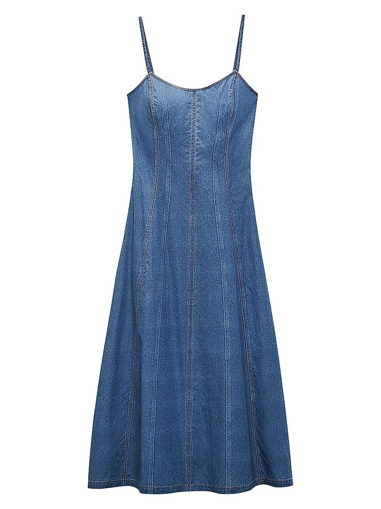 knee length dresses for ladies Midler Denim Midi Dress Mid Blue
