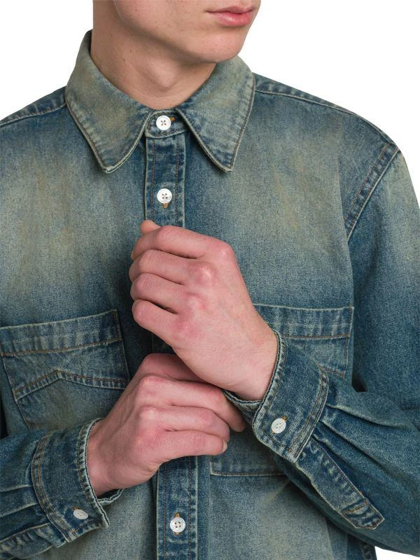 R H U D E Denim Button-Front Shirt 4