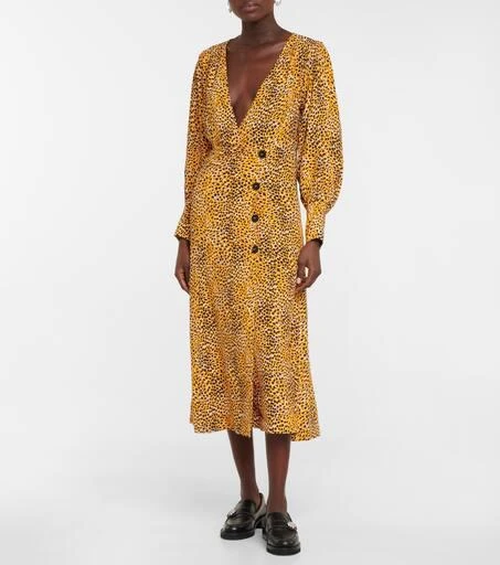 Ganni Leopard-print crêpe midi dress 2