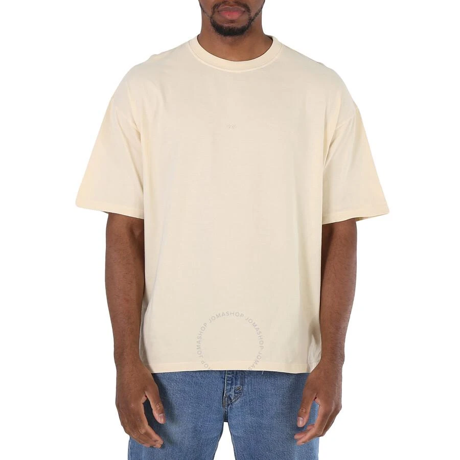 424 Men's Cream Box Logo Embroidered Essential T-shirt 1