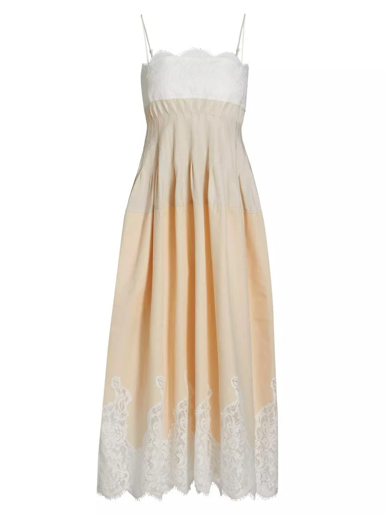 SIMKHAI Lilianna Poplin Lace Combo Midi-Dress 1