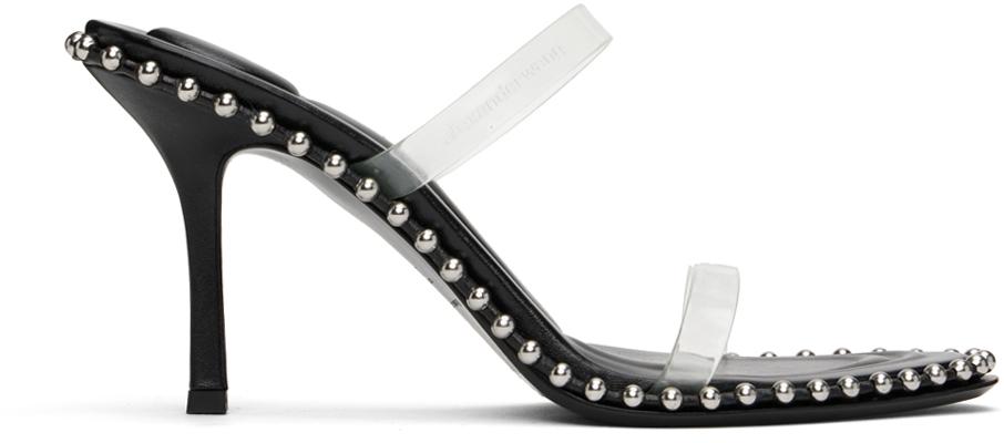 【送料&関税込】Alexander Wang Nova 85 Sandals Alexander Wang Black Nova 85 Strappy PVC Heeled Sandals