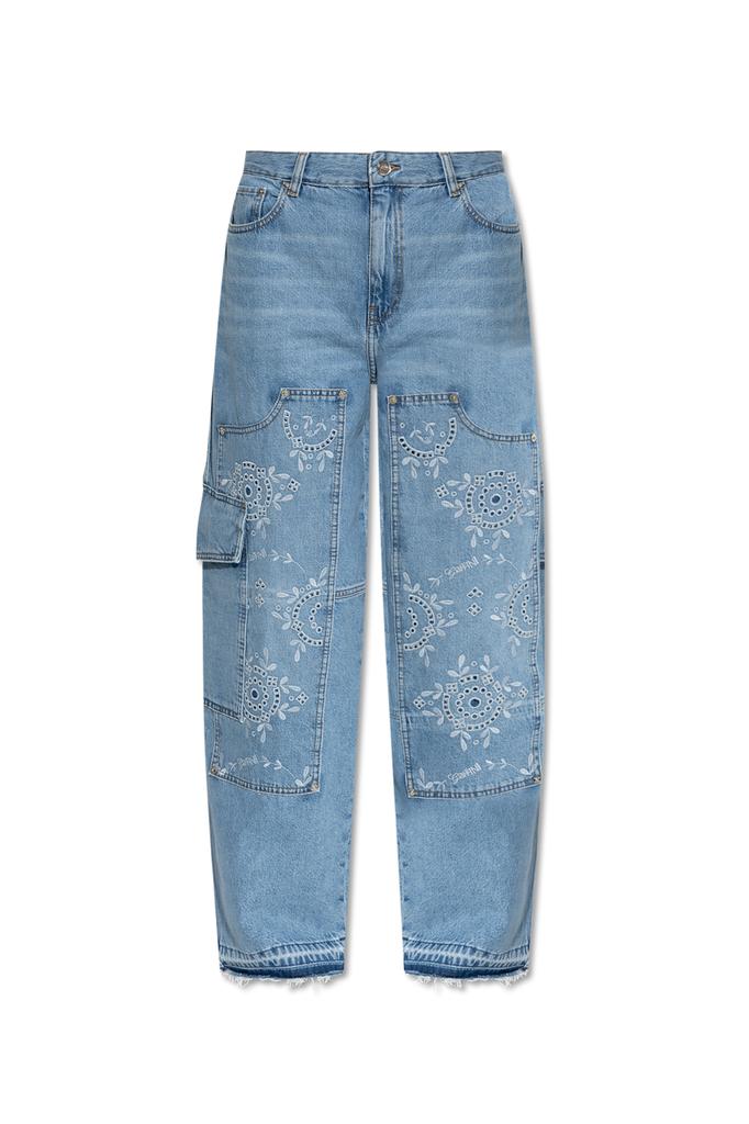 デニム・ジーパン GANNI 25SS POCKET PATCH LOGO STARRY CURVED LEG DENIM PANTS GANNI 25SS POCKET PATCH LOGO STARRY CURVED LEG DENIM PANTS