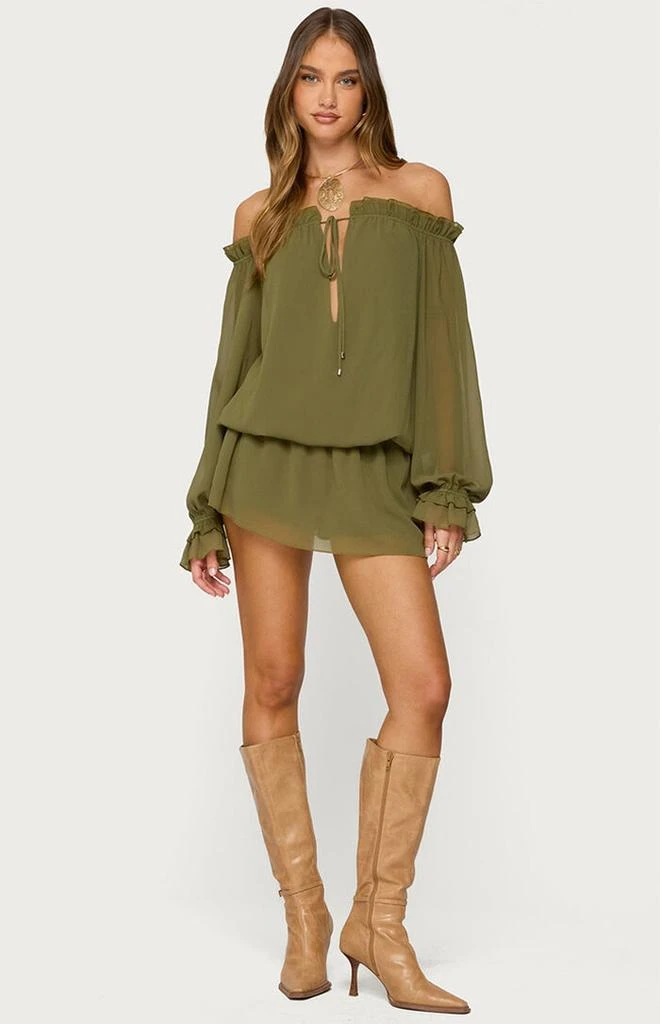 Edikted Delphine Off Shoulder Chiffon Romper 4