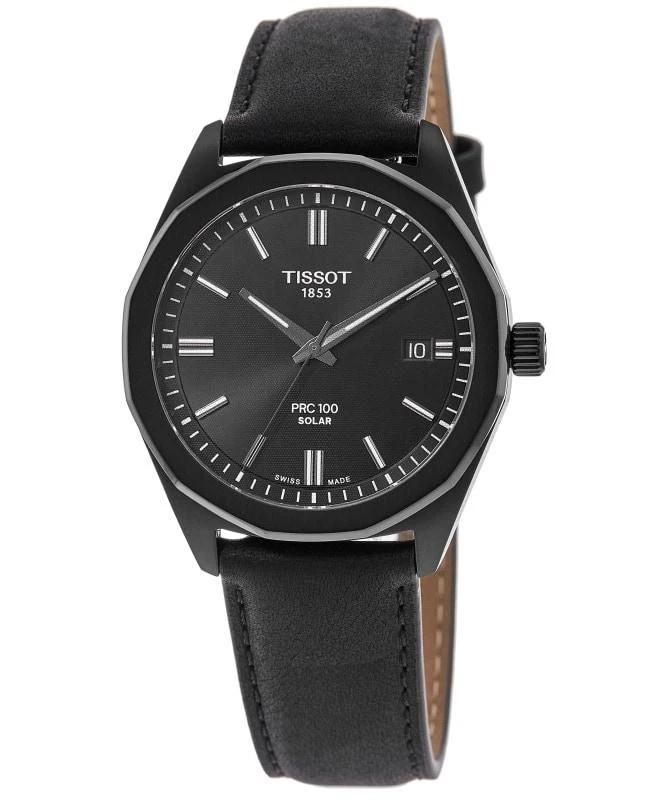 Tissot Tissot PRC100 Solar Black Dial Leather Strap Men's Watch T151.422.36.051.00 1