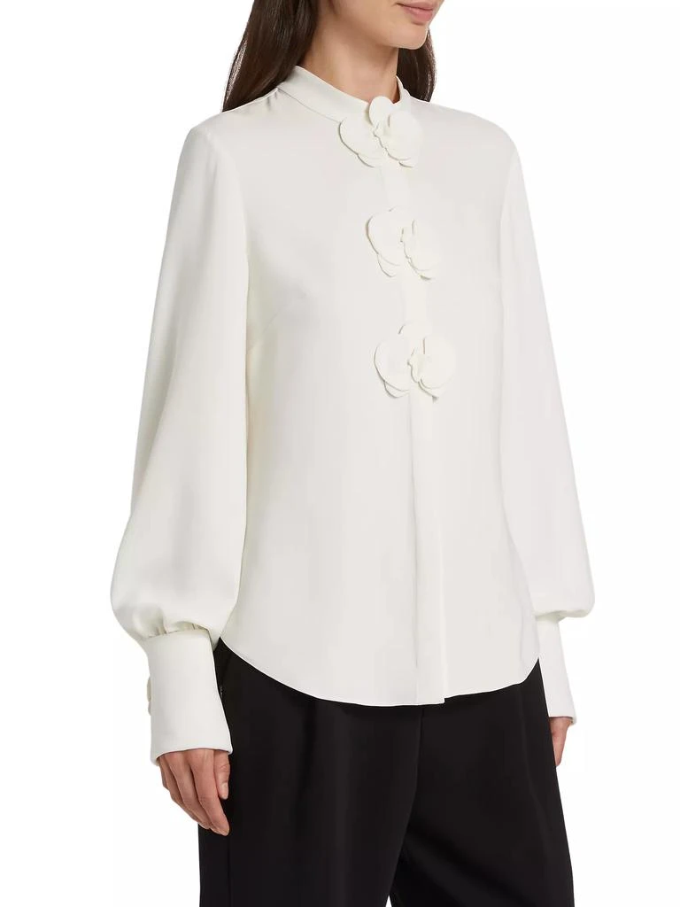 Oscar de la Renta Orchid Button Georgette Blouse 4
