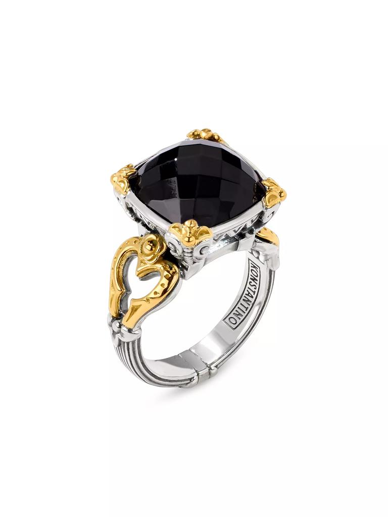 Konstantino Anthos Solis Sterling Silver, 18K Yellow Gold & Black Onyx Ring