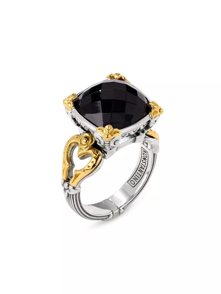 Konstantino Anthos Solis Sterling Silver, 18K Yellow Gold & Black Onyx Ring 1