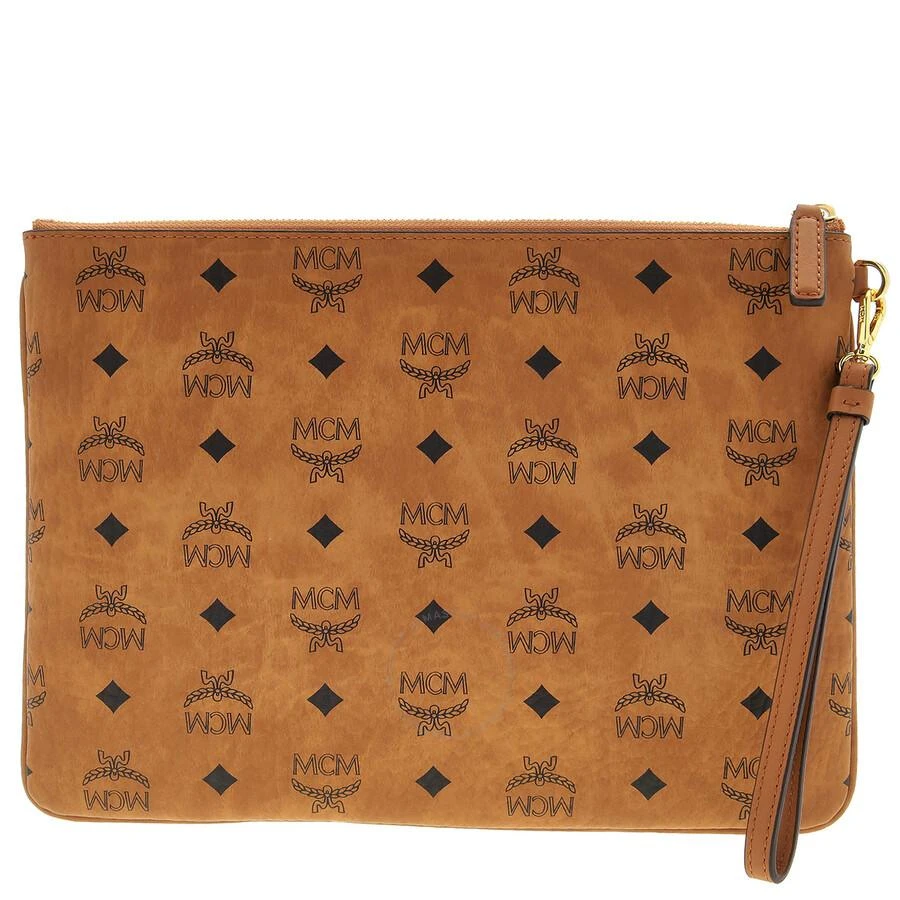 MCM Ladies Wristlet Zip Pouch in Cognac Visetos Original 3