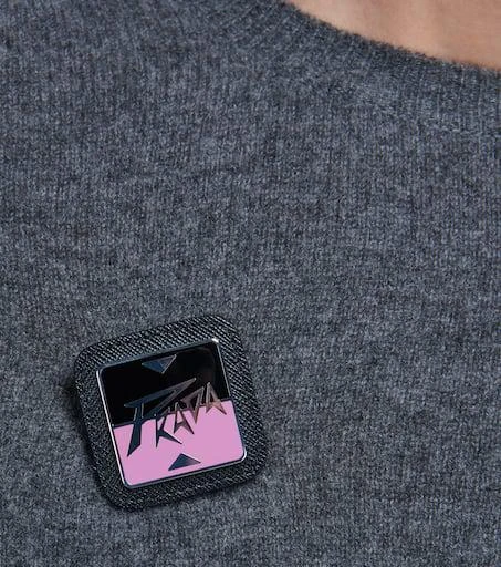 Prada Leather-trimmed logo badge 2