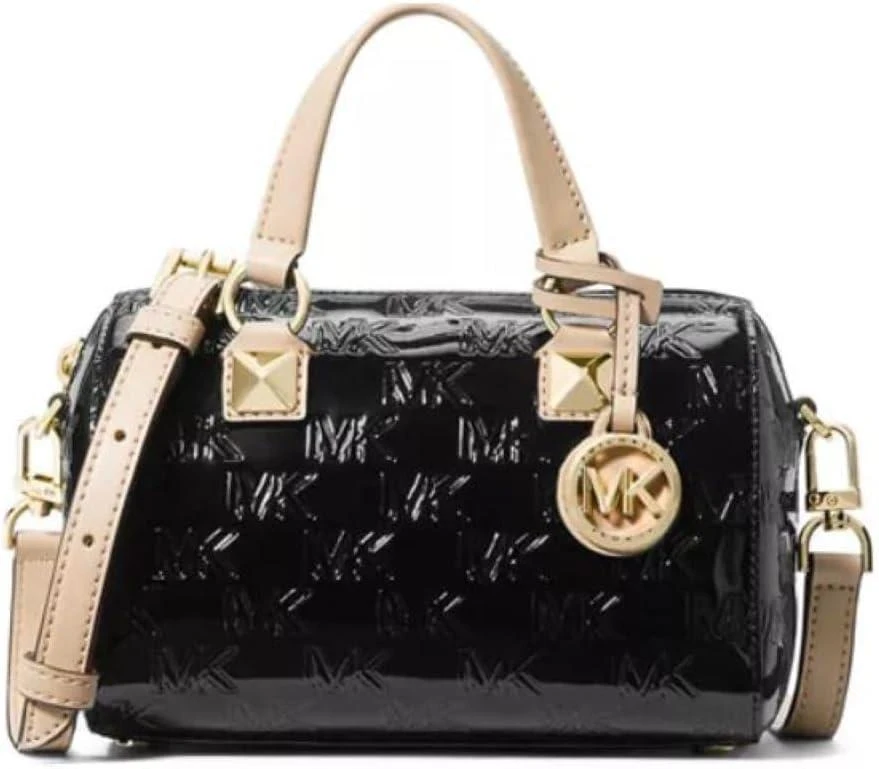 MICHAEL Michael Kors Michael Michael Kors Women's Grayson Black Patent Leather Small Duffle Crossbody Handbag 1