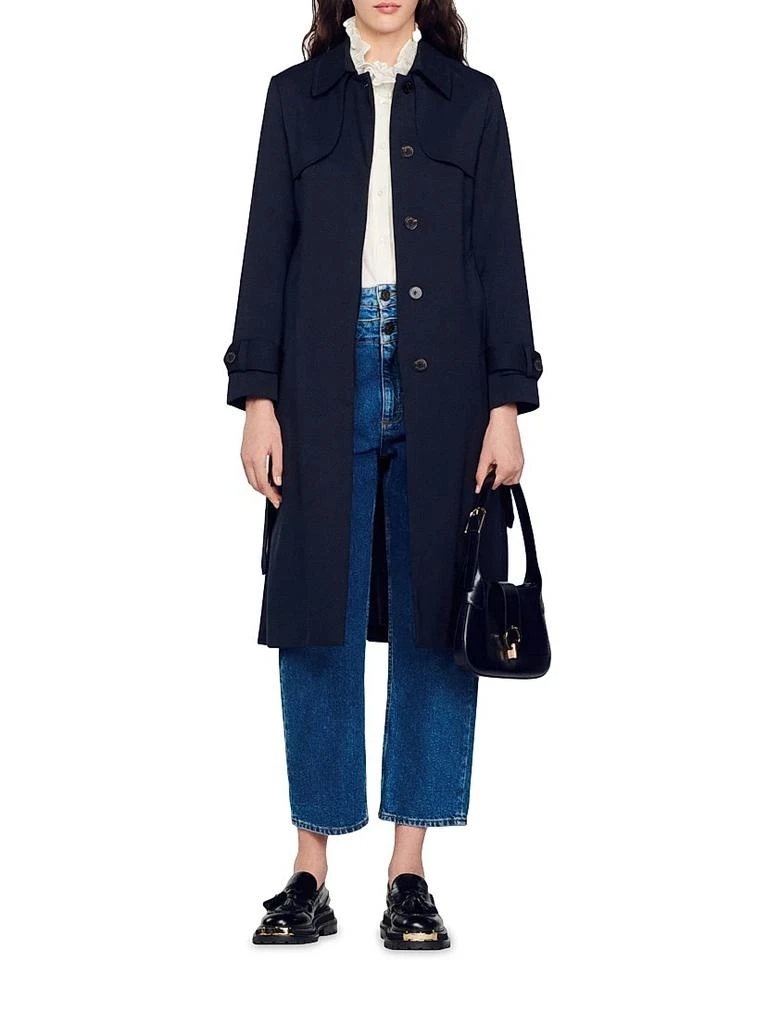 Sandro Trench Coat with Pleated Inset 6