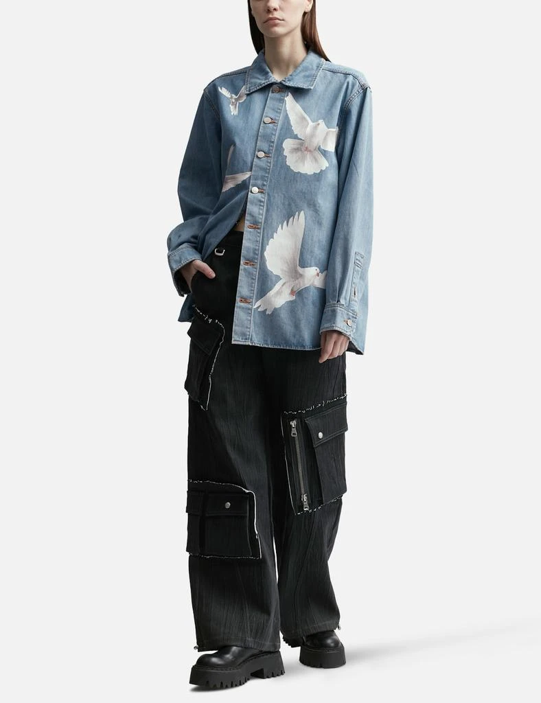 3.Paradis Washed Blue Freedom Birds Overshirt 4