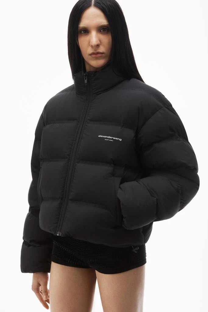 Alexander Wang cropped puffer coat with reflective logo 3
