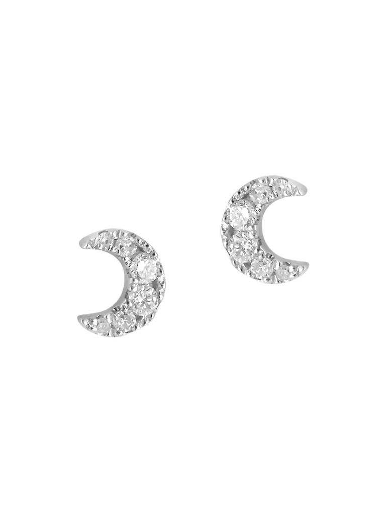 DJULA Magic Touch 18K White Gold & Diamond Moon Stud Earrings